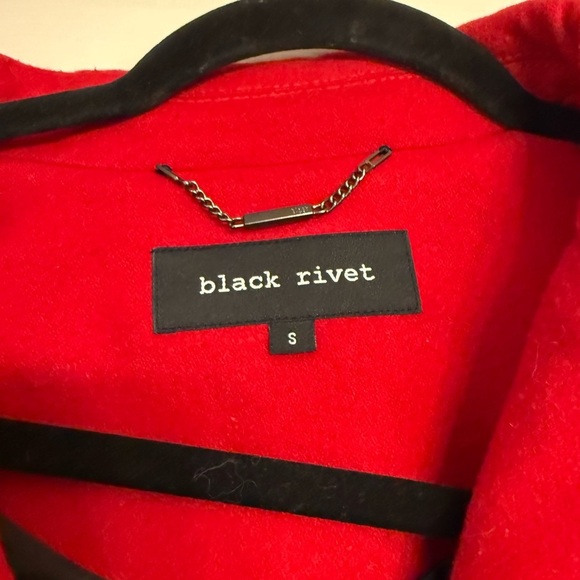 Black Rivet Red Peacoat Size S - Picture 4 of 7